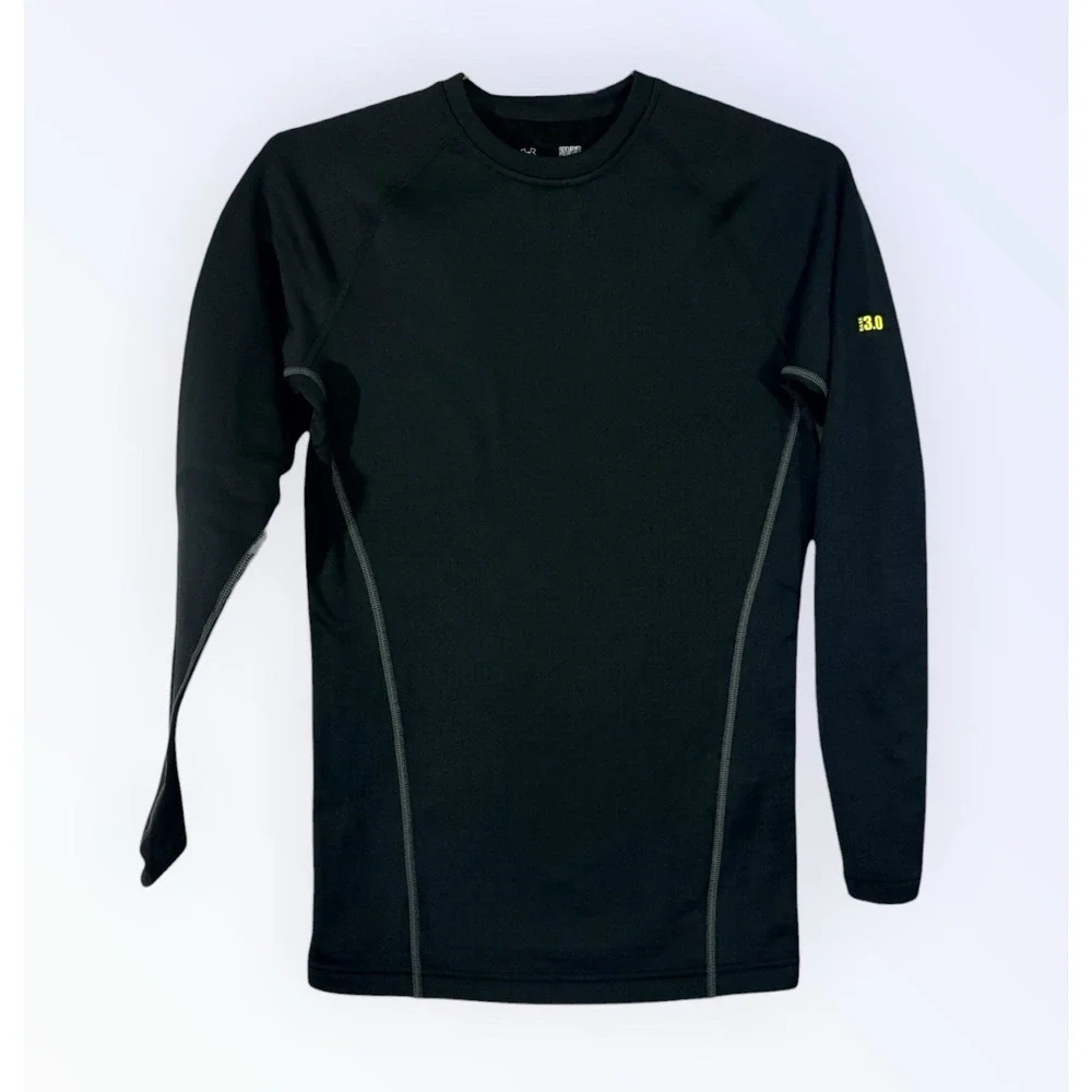 Under Armour Base Layer 3.0 Shirt Mens SMALL Black Coldgear Fitted Waffle‎ Grid